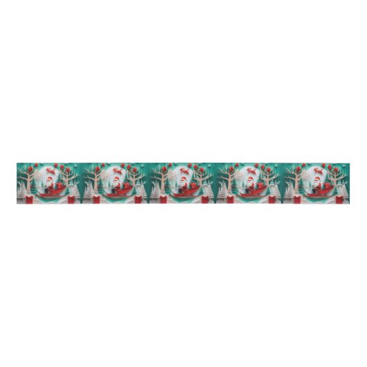 Origami Paper Cutout Santa Christmas Holiday  Grosgrain Lint (Voorkant)