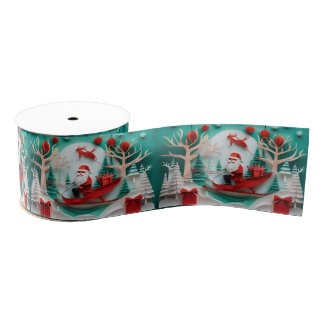 Origami Paper Cutout Santa Christmas Holiday  Grosgrain Lint