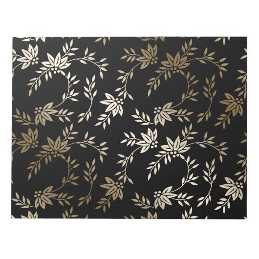 Origami Paper Leaf Floral Black Gold Notitieblok (Voorkant)