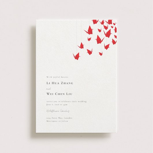 Origami papier kranen bruiloft kaart