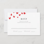 Origami Papier Kranen Bruiloft RSVP Kaartje (Voorkant)
