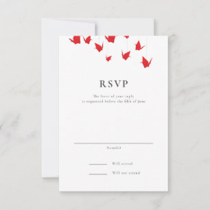 Origami Papier Kranen Bruiloft RSVP Kaartje