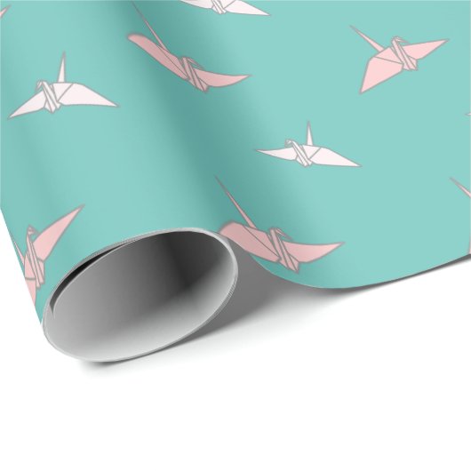 Origami papieren kranen licht Blauwgroen inpakpapi Cadeaupapier (Rol Hoek)