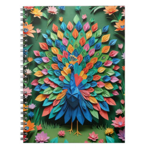 Origami-pauw-spiraal Notitieboek