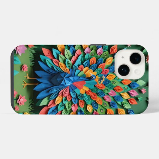Origami Peacock iPhone Hoesje (Achterkant horizontaal)