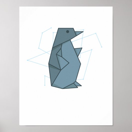 Origami Pinguin als Papierform Poster (Voorkant)