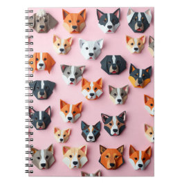 Origami pink Dog patterned - back to school Notitieboek