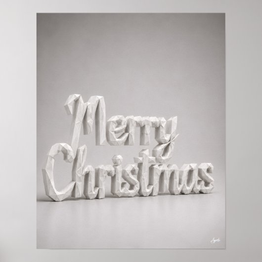 Origami Prettig Kerstmanuscript Poster (Voorkant)