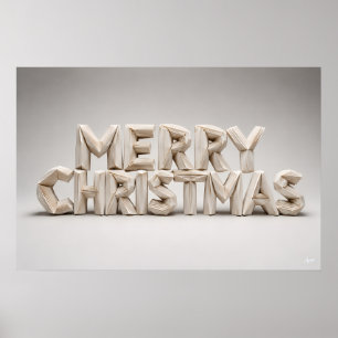 Origami Prettig Kerstmis Blokletters Poster
