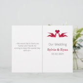 origami red cranes bi voudig Wedding-programma (Staand voorkant)