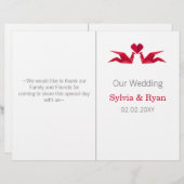 origami red cranes bi voudig Wedding-programma (Voorkant / Achterkant)
