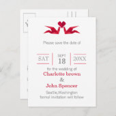 origami red cranes bruiloft , behalve de datums aankondigingskaart (Voorkant / Achterkant)