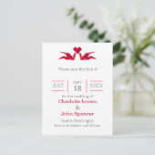 origami red cranes bruiloft , behalve de datums aankondigingskaart (Staand voorkant)
