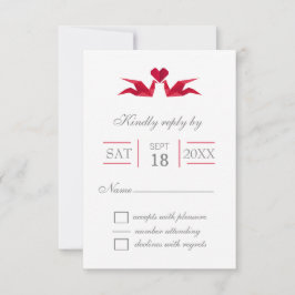 origami red cranes bruiloft RSVP-kaarten RSVP Kaartje