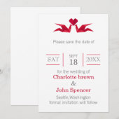origami red cranes save the date (Voorkant / Achterkant)
