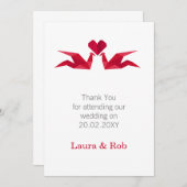 origami red cranes Wedding Bedankt kaarten (Voorkant / Achterkant)