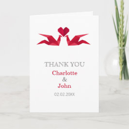 origami red cranes Wedding Bedankt kaarten