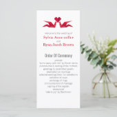 origami red cranes Wedding programme Programmakaart (Staand voorkant)