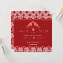 Origami Red Paper Cranes & Sakura Asian Wedding