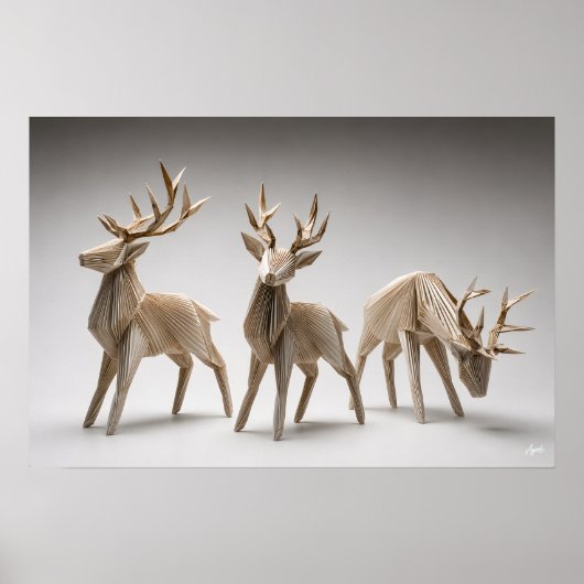 Origami Rendier Trio Poster (Voorkant)