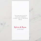 origami rode kranen Bruiloft menu (Achterkant)