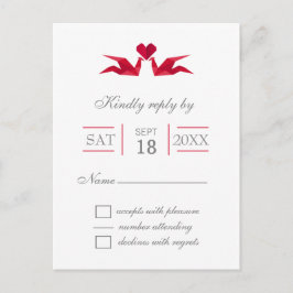 origami rode kranen bruiloft RSVP Uitnodiging Briefkaart
