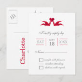 origami rode kranen bruiloft RSVP Uitnodiging Briefkaart (Voorkant / Achterkant)