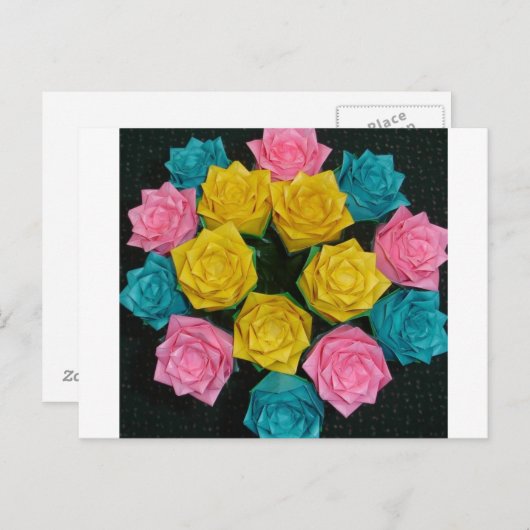 Origami Rozen Briefkaart (Voorkant / Achterkant)