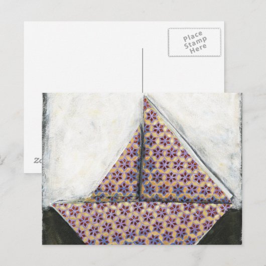 Origami Sailboat on Star Design Paper Briefkaart (Voorkant / Achterkant)
