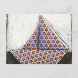 Origami Sailboat on Star Design Paper Briefkaart