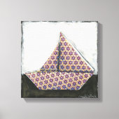 Origami Sailboat on Star Design Paper Canvas Afdruk (Voorkant)