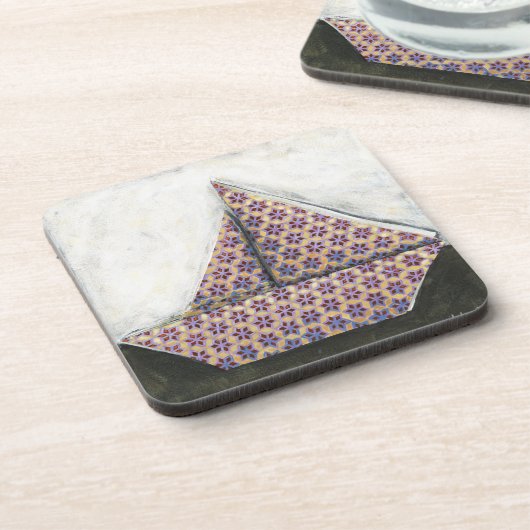 Origami Sailboat on Star Design Paper Drankjes Onderzetter (Linkerzijde)