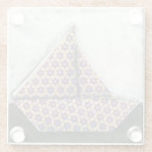 Origami Sailboat on Star Design Paper Glazen Onderzetter (Achterkant)