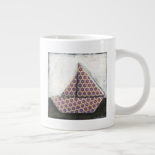 Origami Sailboat on Star Design Paper Grote Koffiekop (Rechts)