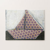 Origami Sailboat on Star Design Paper Legpuzzel (Horizontaal)