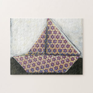 Origami Sailboat on Star Design Paper Legpuzzel