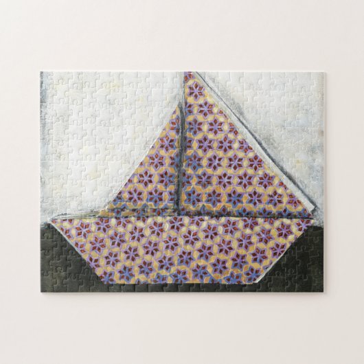 Origami Sailboat on Star Design Paper Legpuzzel (Horizontaal)