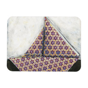 Origami Sailboat on Star Design Paper Magneet