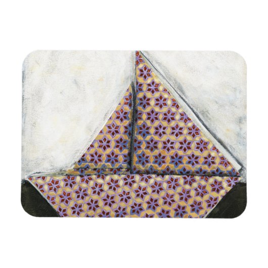 Origami Sailboat on Star Design Paper Magneet (Horizontaal)