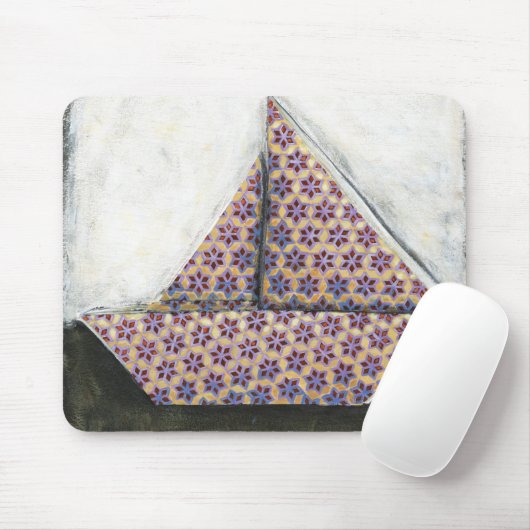 Origami Sailboat on Star Design Paper Muismat (Met muis)
