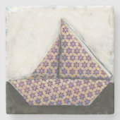 Origami Sailboat on Star Design Paper Stenen Onderzetter (Voorkant)