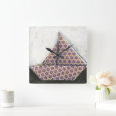 Origami Sailboat on Star Design Paper Vierkante Klok (Huis)