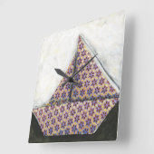 Origami Sailboat on Star Design Paper Vierkante Klok (Hoek)