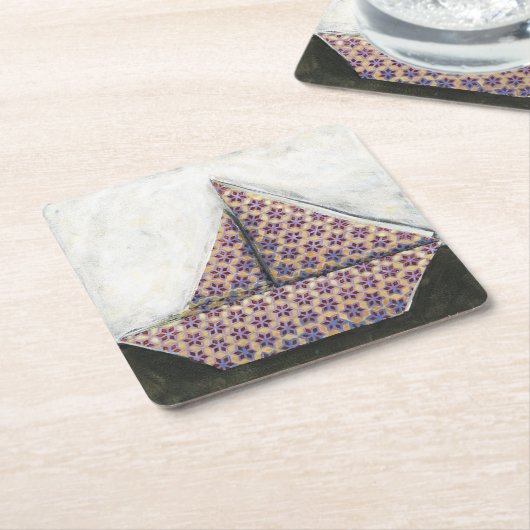 Origami Sailboot op Star Design Paper Kartonnen Onderzetters (Schuin)