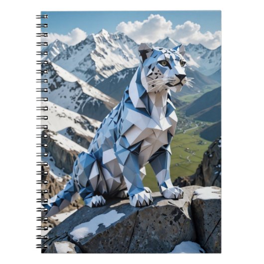 Origami Sneeuw Leapord Terug naar School Notitieboek (Voorkant)