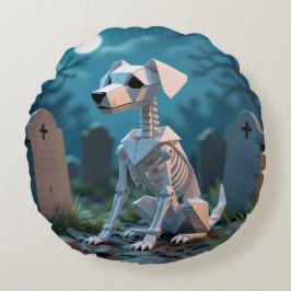 Origami Spooky Skeleton Dog Halloween Throw Pillow Rond Kussen