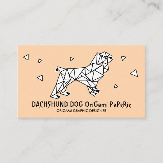 Origami Teckel Hond Visitekaartje (Voorkant)