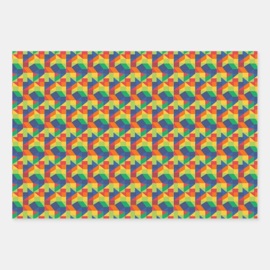 Origami Triangle - Abstract kleurrijk patroon Inpakpapier Vel (Voorkant 2)