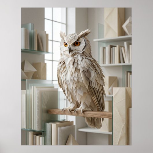 Origami Uil Bibliotheek Poster (Voorkant)