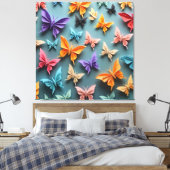 origami-vlinderpatroon canvas afdruk (Insitu (Slaapkamer))